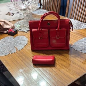 Dooney & Bourke Crimson Satchel with Pockets